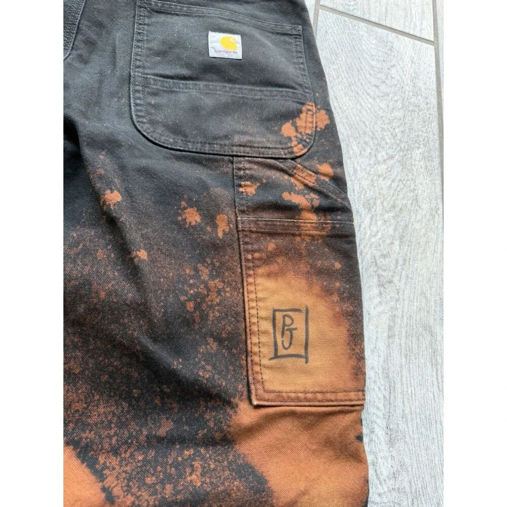 Tie Dyed Black Denim Size 32 X 32 Custom Carhartt Duck Jeans 1 Of 1 Streetwear